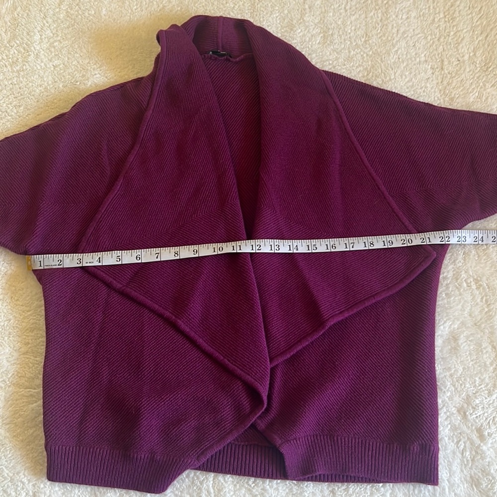 Theory Nisa Cashcotton Openβ Front Cardigan Plum Purple Petite P/TP - Picture 4 of 10